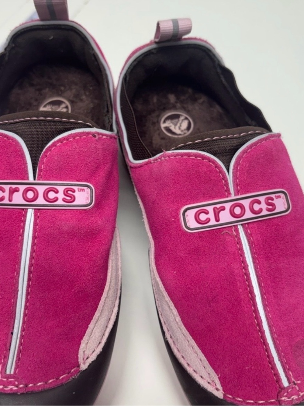 CROCS Kids Pink Slip-On
Suede-Look Shoes